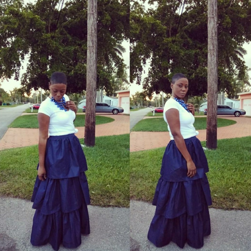 Denim maxi skirt